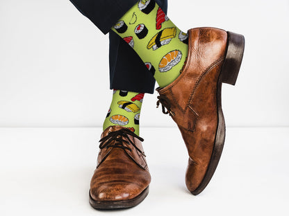 Sushi Socks (Green) - International Food - Comfy Cotton for Men & Women
