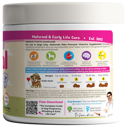Dog Prenatal Vitamins | All Breeds | 120 Soft Chews