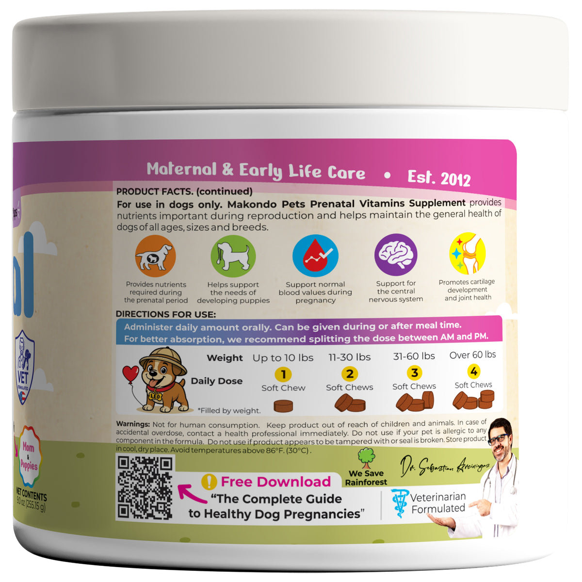 Dog Prenatal Vitamins | All Breeds | 120 Soft Chews