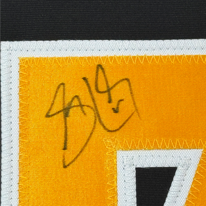 Framed Autographed/Signed Sidney Crosby 35x39 Pittsburgh Black Hockey Jersey PSA COA