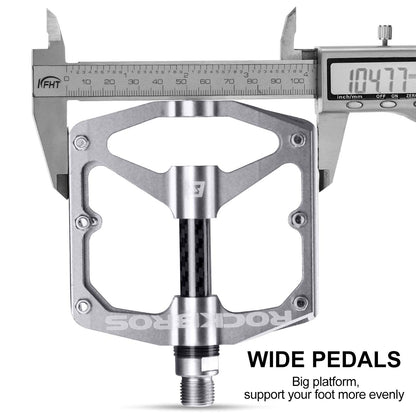 ROCKBROS Mountain MTB Bike Flat 9/16 Lightweight Carbon Fiber Sealed Bearing Pedals - Triathlete Store