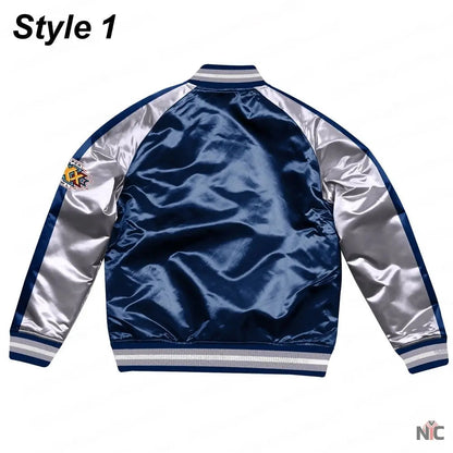 Silver Dallas Cowboys Varsity Satin Jacket