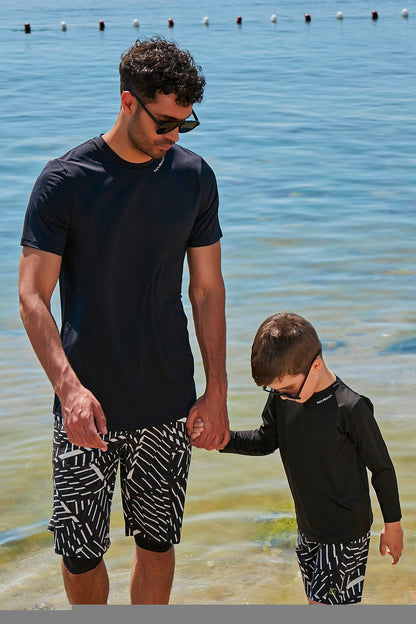 Lycra Black Men's Swim Shirts T2341