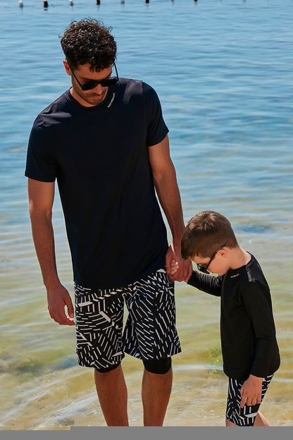 Lycra Black Men's Swim Shirts T2341