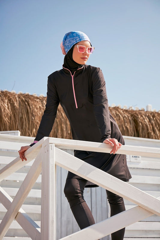 Lycra Black Burkini Modest Swimwear M2330