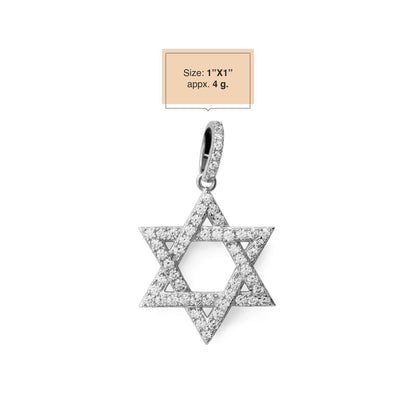 Jewish Magen Star Of David Pendant - Solid 925 Sterling Silver Men's Jewelry