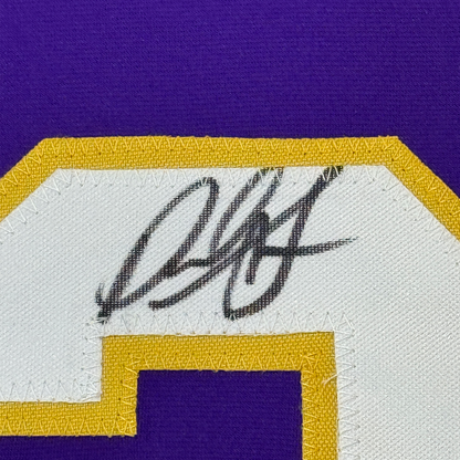 Framed Autographed/Signed Paul Skenes 35x39 Purple LSU College Baseball Jersey JSA COA