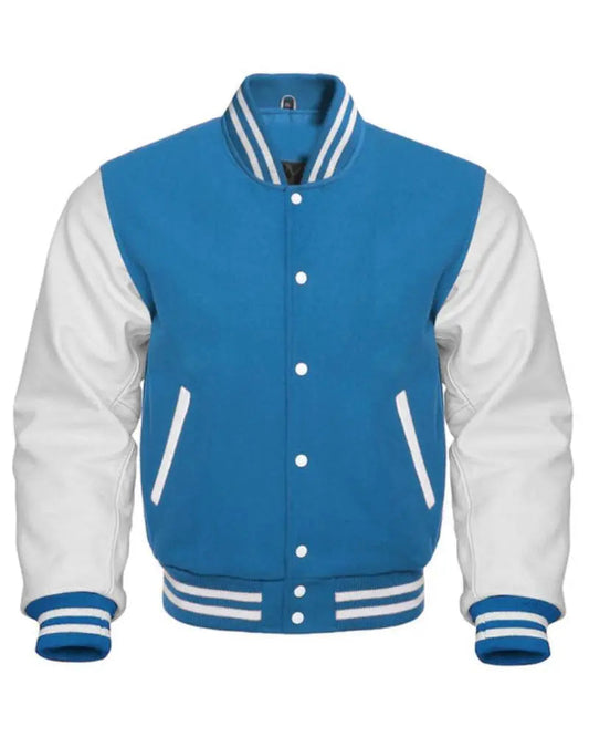 Sky Blue And White Letterman Jacket