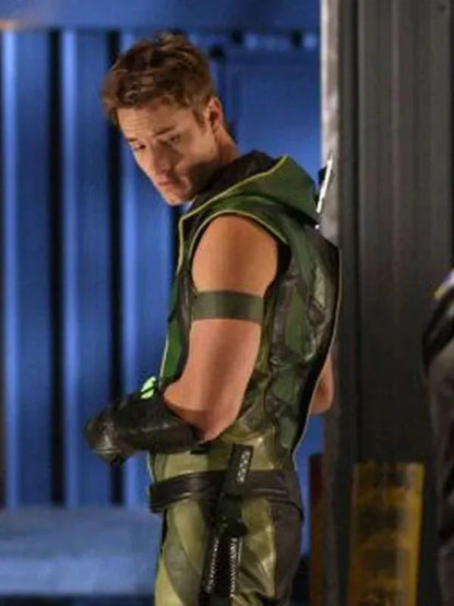 Justin Hartley Smallville Green Leather Vest
