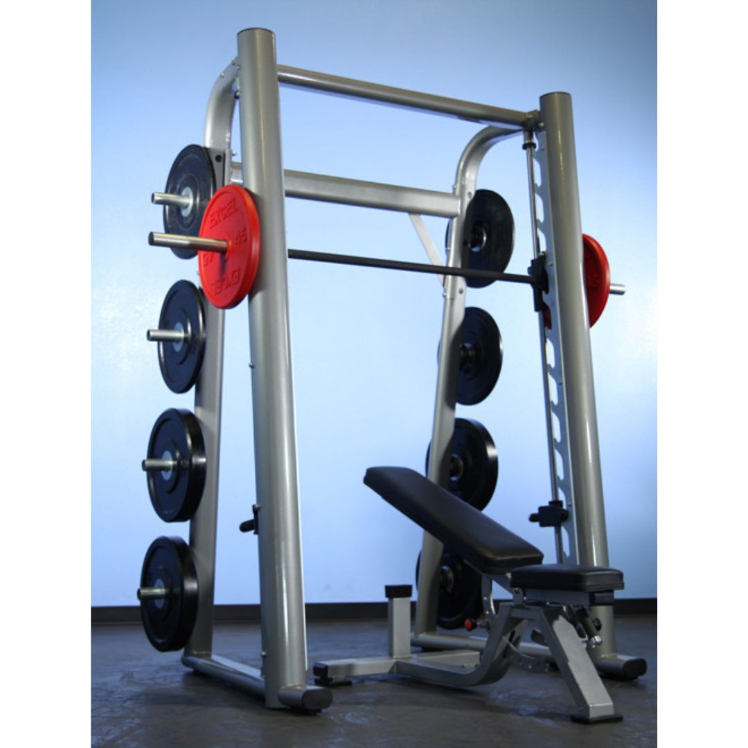 Smith Machine(85", 93") - Muscle D Fitness - Commercial Grade Smith Machine Plate Storage Black Silver