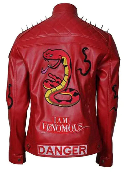 I Am Venomous Snake Red Leather Jacket