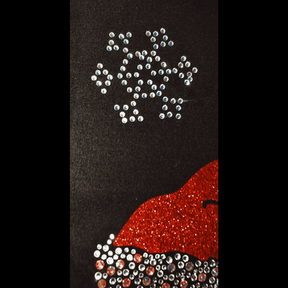 Santa Hat Wine Glass Leggings with Snowflakes & Pockets