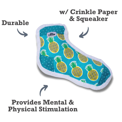Squeaky Sock Plush Dog Toy – Whimsy Wonders Pineapple Design