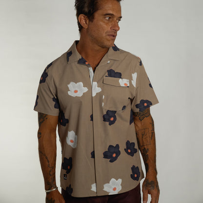 OLEU UV QUICK-DRY BOARDSHIRT - FLOATERS DARK SAND