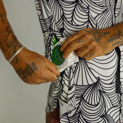 OLEU UV QUICK-DRY BOARDSHIRT - WAVES SUMMER WHITE