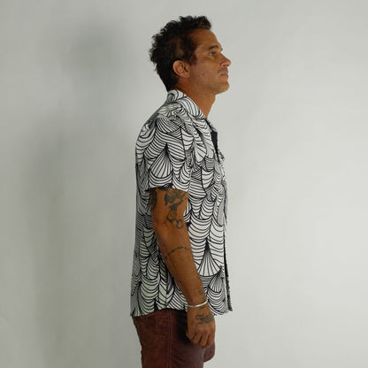 OLEU UV QUICK-DRY BOARDSHIRT - WAVES SUMMER WHITE