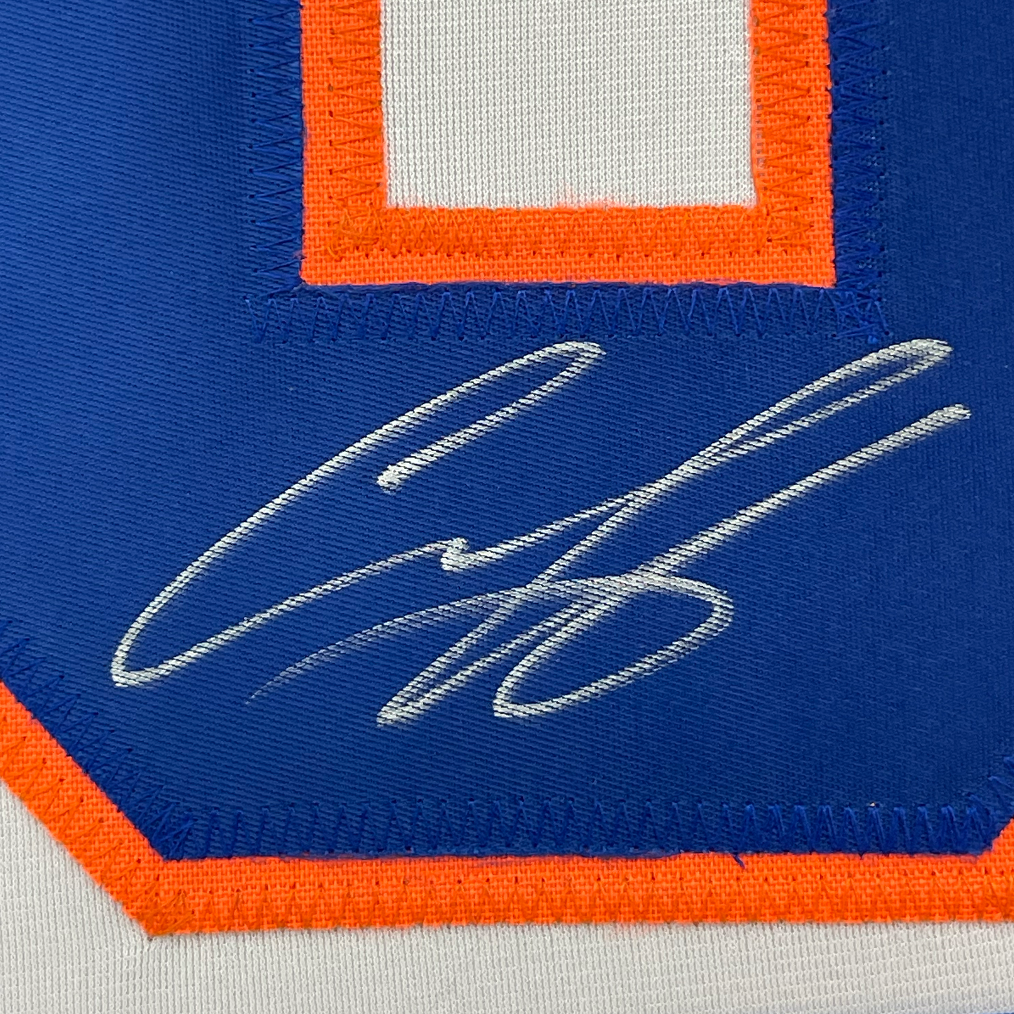 Framed Autographed/Signed Ilya Sorokin 35x39 New York White Hockey Jersey JSA COA