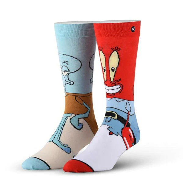 Odd Sox Squidward and Mr. Krabs from Spongebob Squarepants Crew Socks