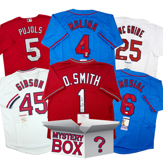 Autographed/Signed St. Louis Baseball Jersey Mystery Box with PSA JSA or Beckett COA