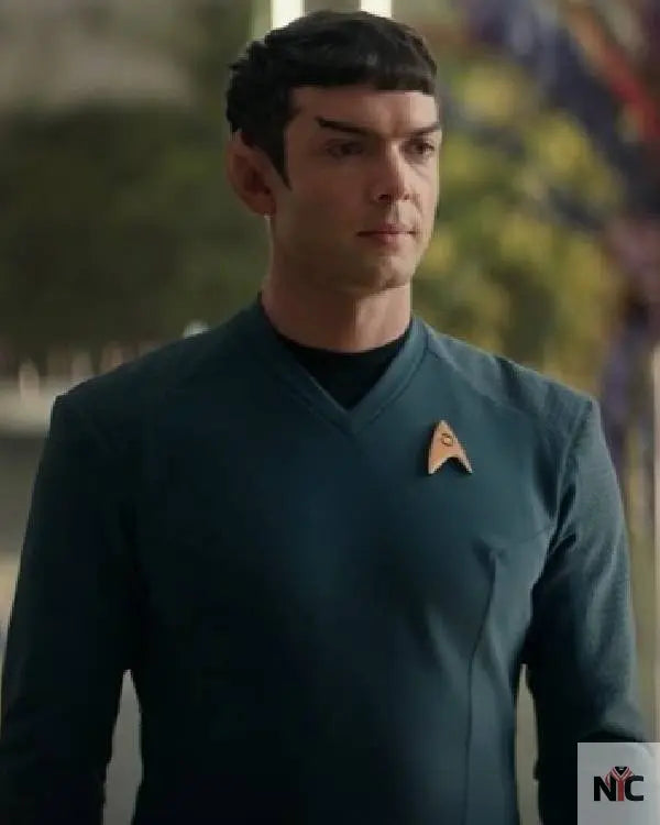 Star Trek Strange New Worlds Ethan Peck Blue Shirt