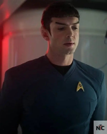 Star Trek Strange New Worlds Ethan Peck Blue Shirt