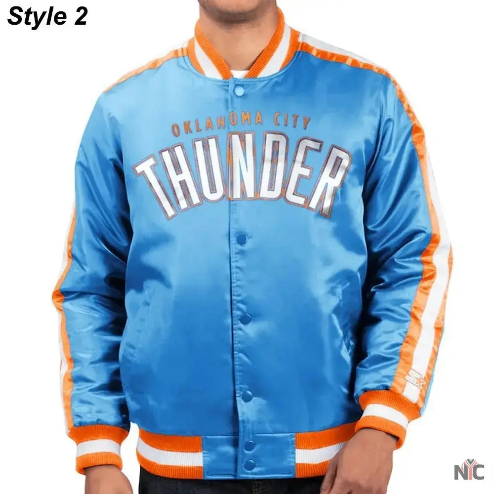 Starter Oklahoma City Thunder Orange and Blue Jacket