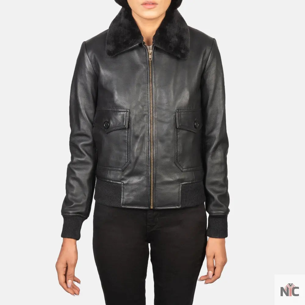 Stella G-1 Black Leather Bomber Jacket