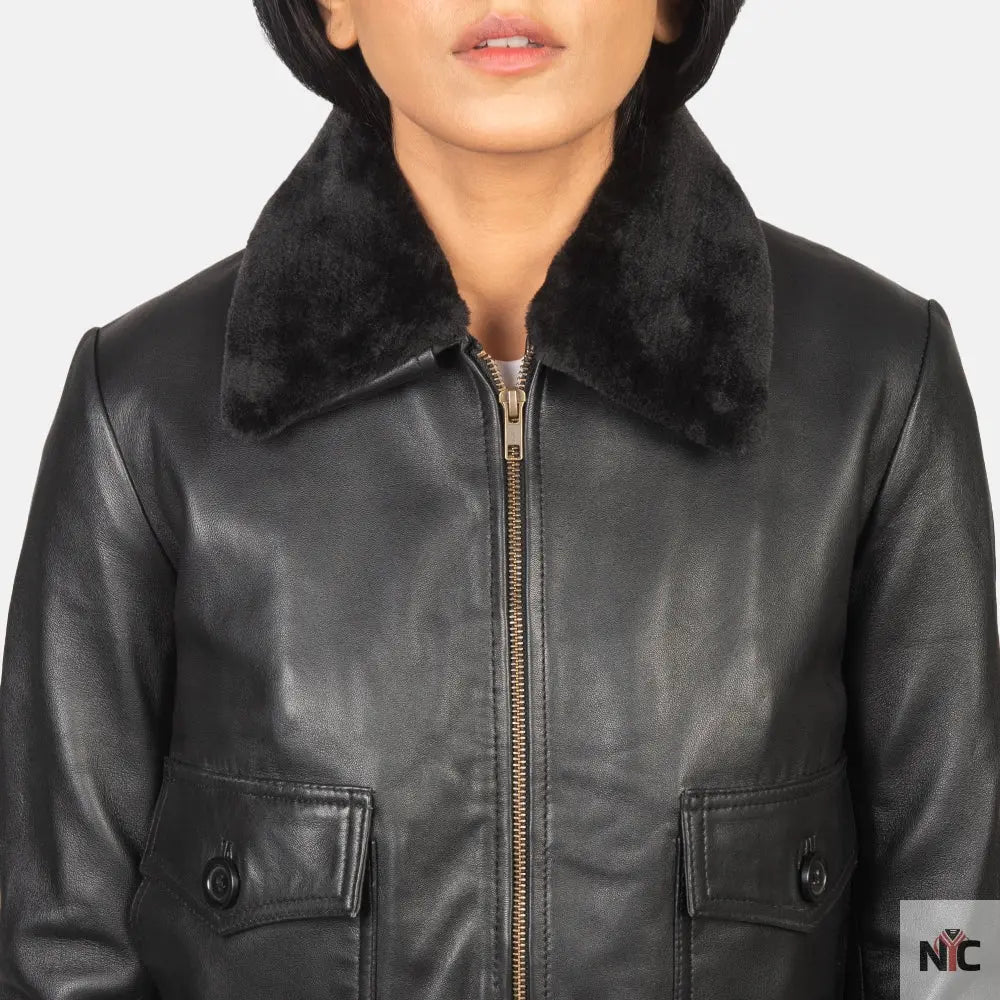 Stella G-1 Black Leather Bomber Jacket