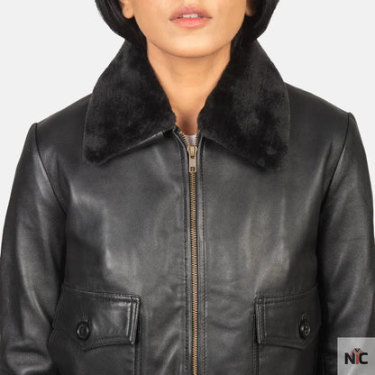 Stella G-1 Black Leather Bomber Jacket