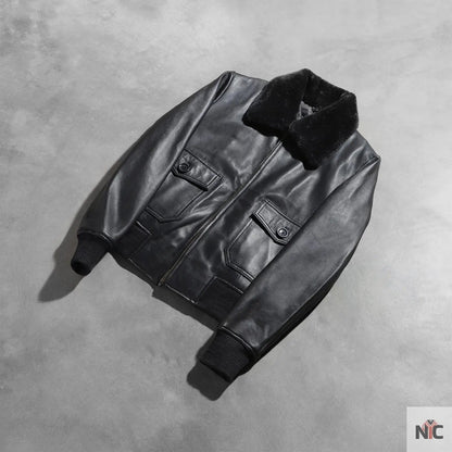 Stella G-1 Black Leather Bomber Jacket