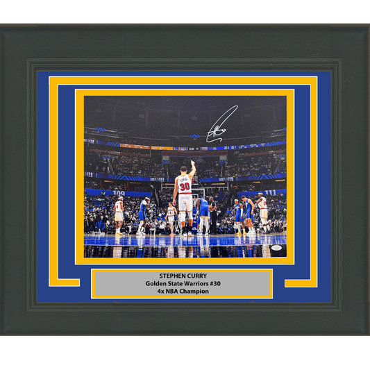 Framed Autographed/Signed Stephen Steph Curry Golden State Warriors 16x20 Basketball Photo JSA COA