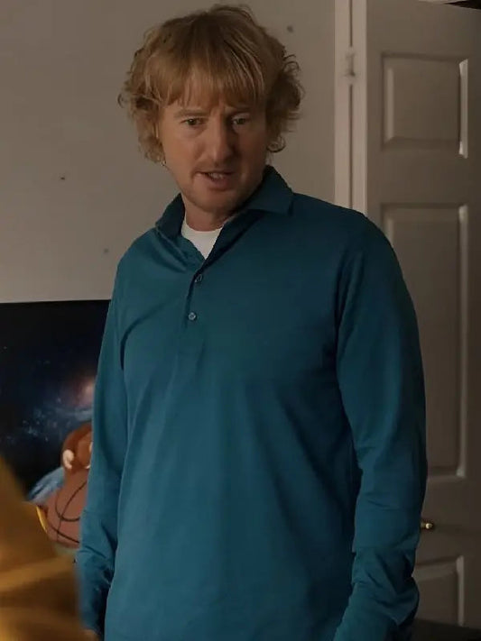 Stick Owen Wilson Blue Long Sleeve Polo Shirt
