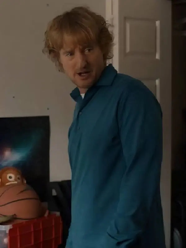 Stick Owen Wilson Blue Long Sleeve Polo Shirt