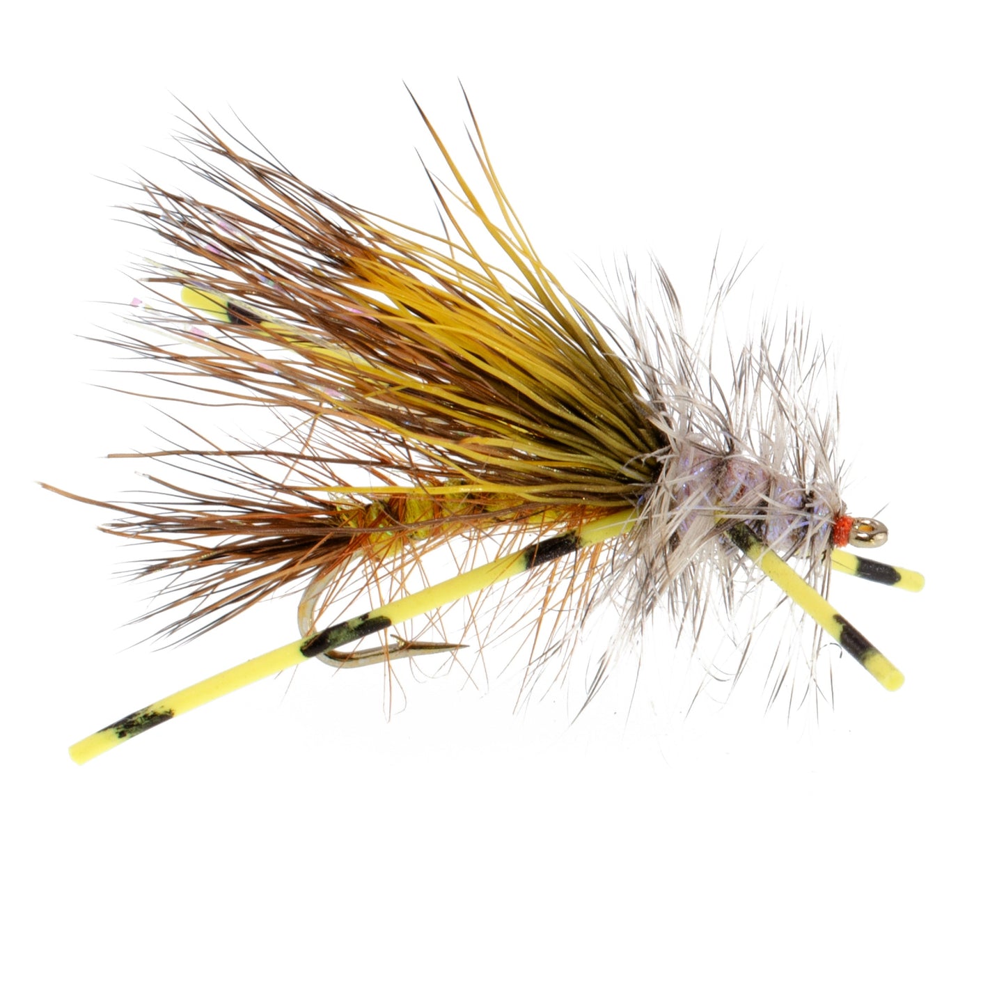 3 Pack Kaufmann's Yellow Crystal Stimulator Rubber Legs Dry Fly - Hook Size 8