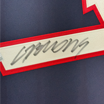 Framed Autographed/Signed C.J CJ Stroud 35x39 Houston Blue Nike Dri-Fit Limited Football Jersey Fanatics COA