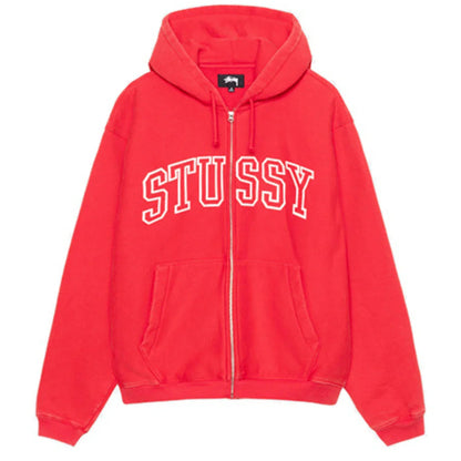Stussy Unisex Outline Zip Hoodie Red