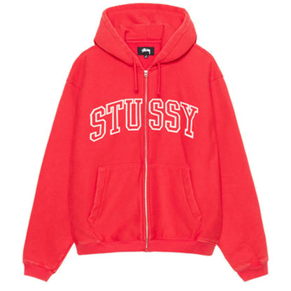 Stussy Unisex Outline Zip Hoodie Red