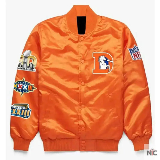 Super Bowl Denver Broncos Orange Satin Jacket