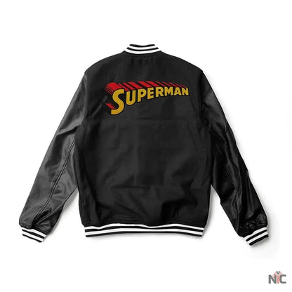 Superman Black Wool Varsity Jacket