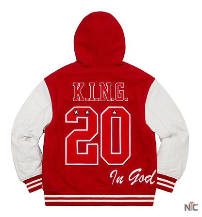 Supreme King Hooded Varsity Jacket