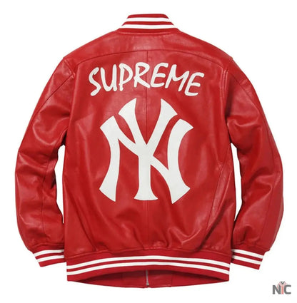 Supreme NY Yankees Leather Varsity Jacket