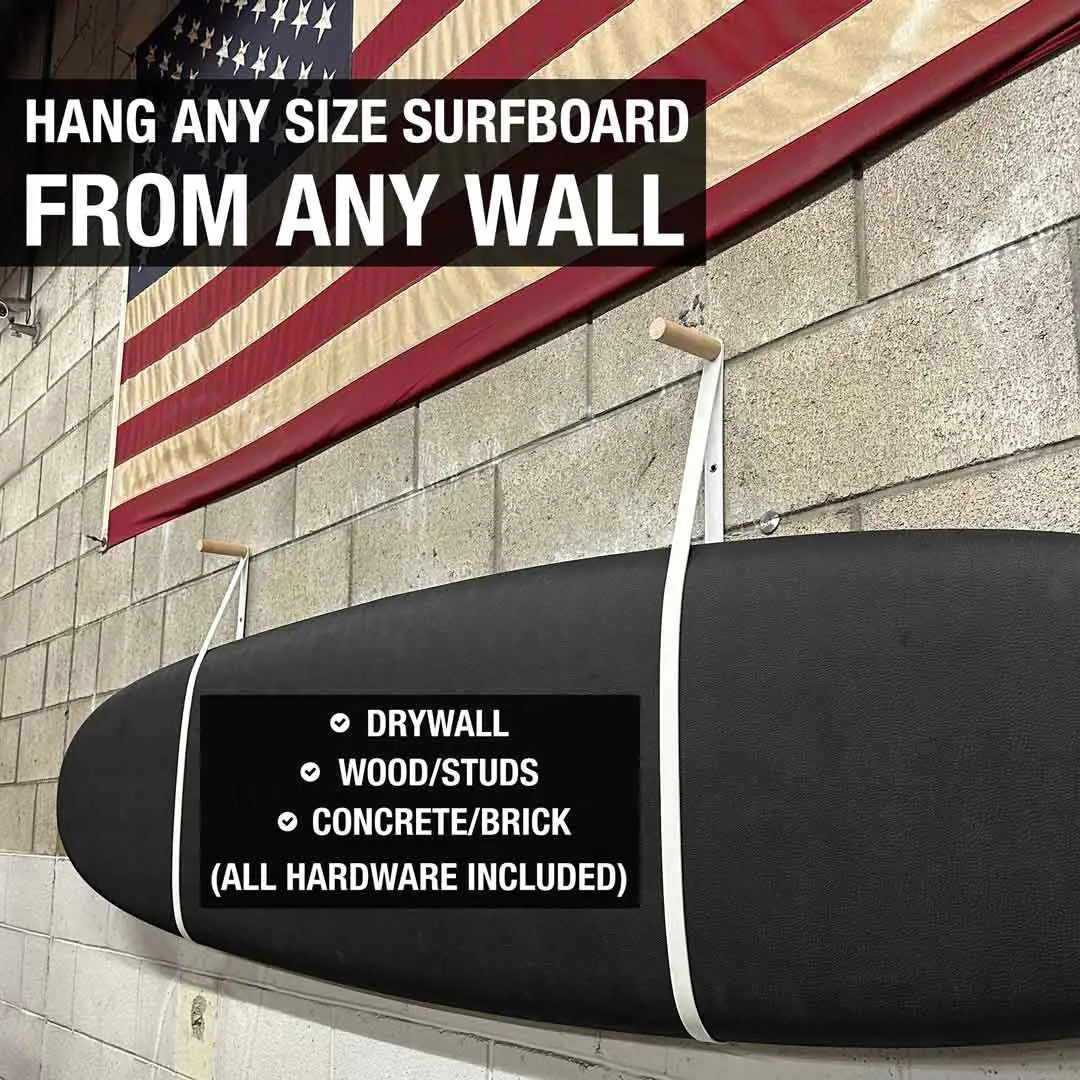 Surfboard Wall Mount - Peg & Leather Strap