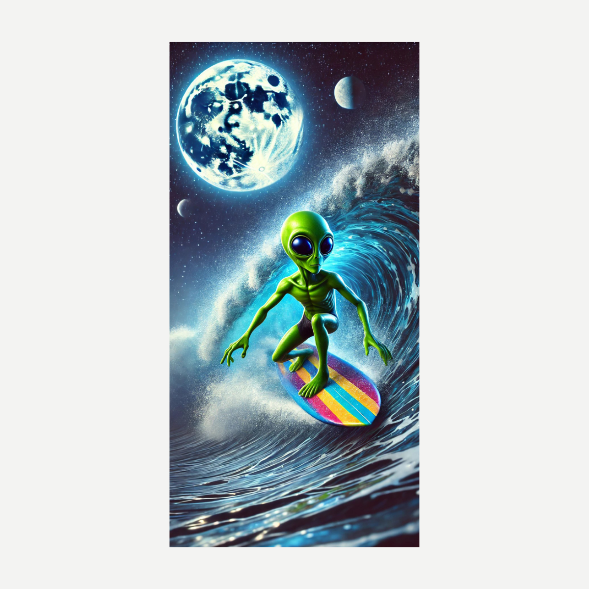 Surfing Alien Beach Towel