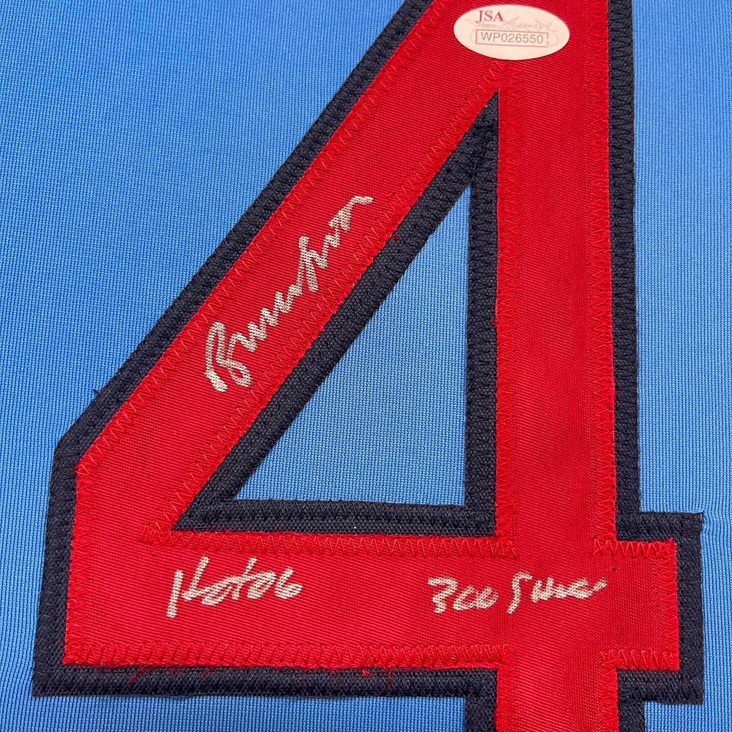 Framed Autographed/Signed Bruce Sutter HOF 06 35x39 St. Louis Blue Baseball Jersey JSA COA