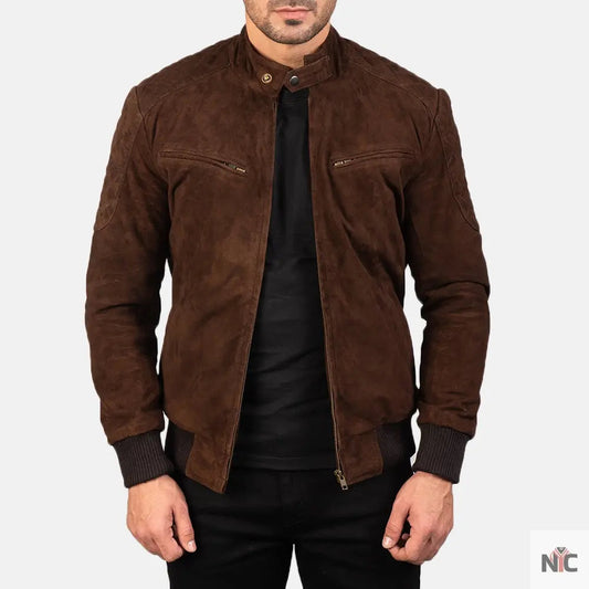 Sven Mocha Suede Bomber Jacket