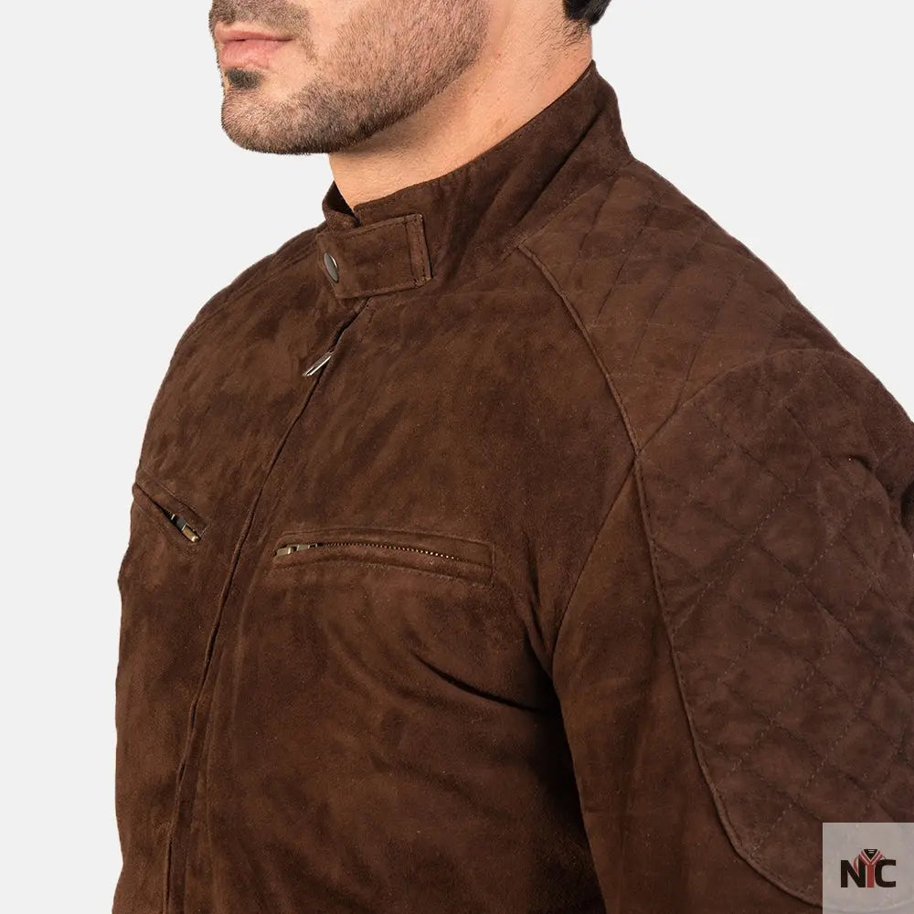 Sven Mocha Suede Bomber Jacket