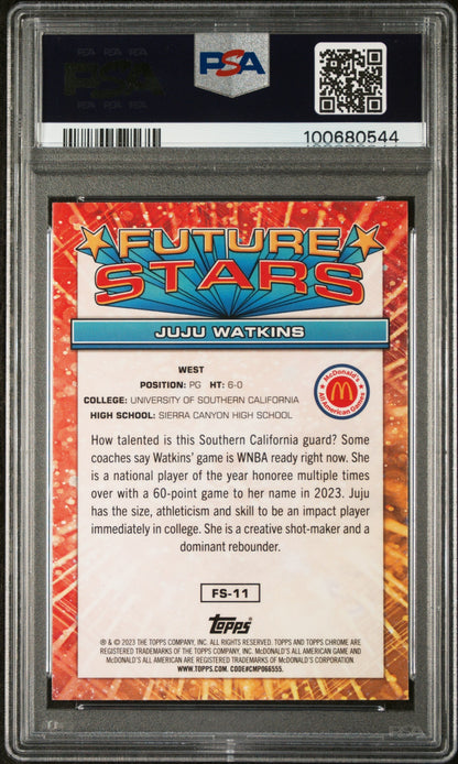 Graded 2023 Topps Chrome JuJu Watkins #FS11 McDonalds All American Future Stars Rookie RC Basketball Card PSA 10 Gem Mint