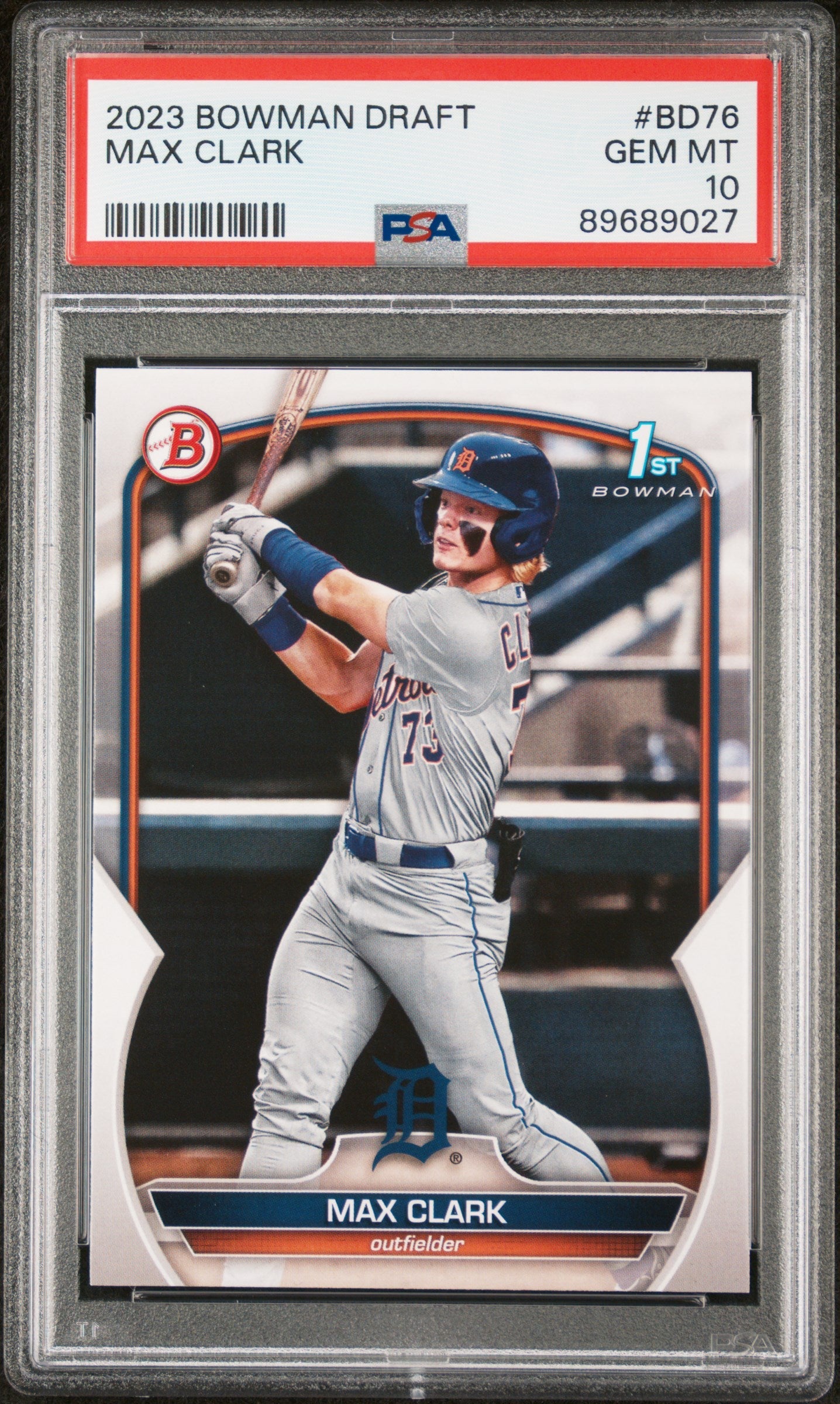 Graded 2023 Topps Bowman Draft Max Clark #BD76 Rookie RC Baseball Card PSA 10 Gem Mint