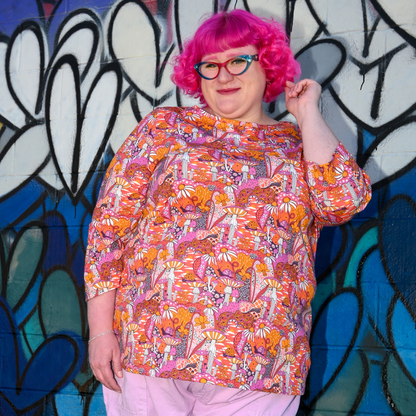 Groovy Mushroom 3/4 Sleeve Tee in Sunset