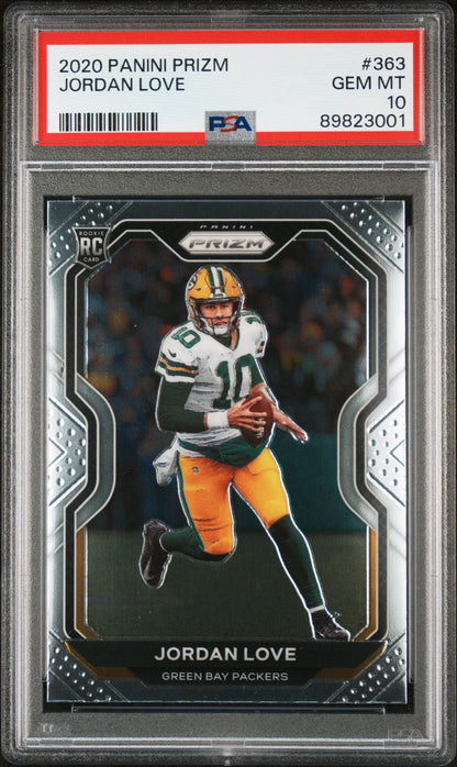 Graded 2020 Panini Prizm Jordan Love #363 Rookie RC Football Card PSA 10 Gem Mint